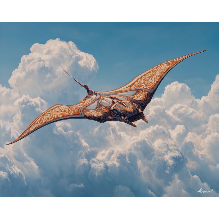 air creature,sky manta,elemental flight,oil painting