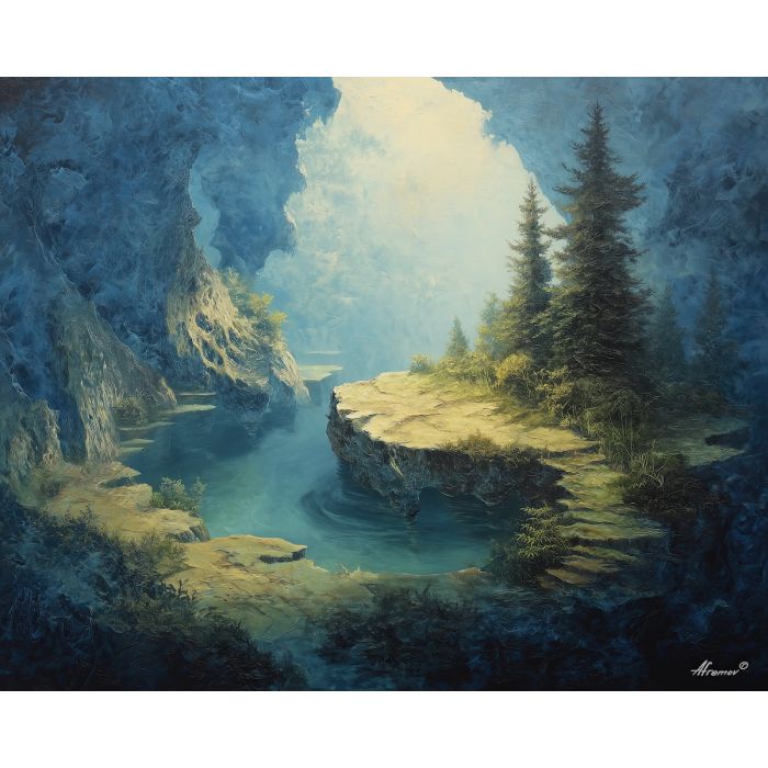 shadow element,fantasy landscape,balanced darkness,oil painting