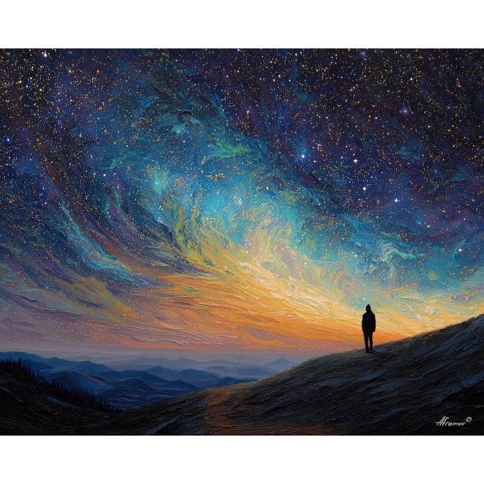cosmic being,elemental guardian,star ridge,oil painting