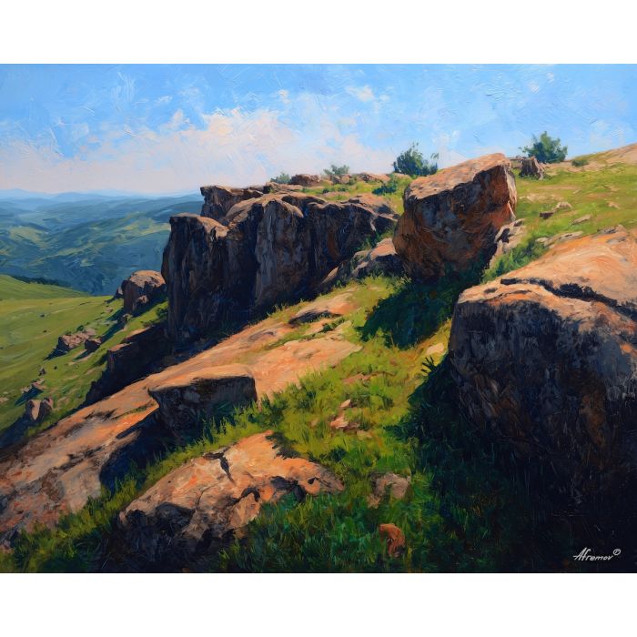 earth element,bedrock ridge,stone landscape,oil painting