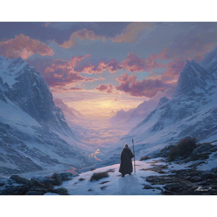 light guardian,elemental being,mountain pass,oil painting