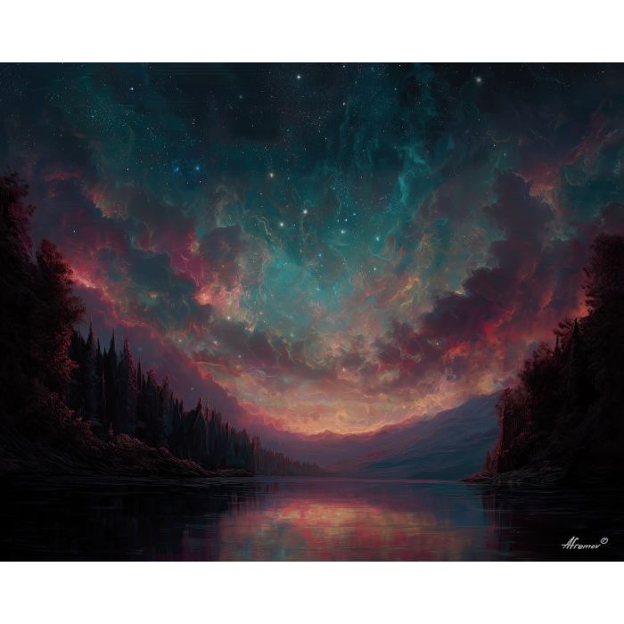 cosmic horizon,nebula veil,deep space,oil painting