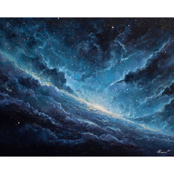 cosmic element,star plains,orbital motion,oil painting