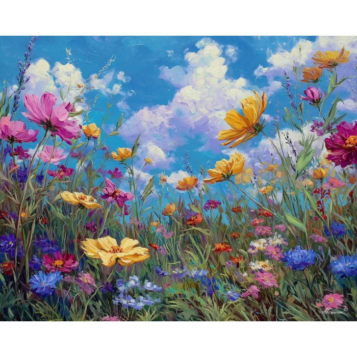 time element,temporal meadow,layered growth,oil painting