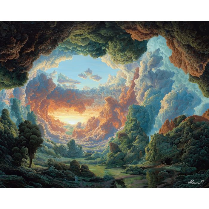 light element,fantasy landscape,balanced radiance,oil painting