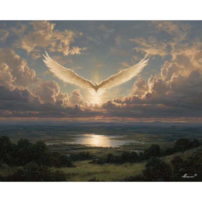 light being,elemental creature,winged figure,oil painting