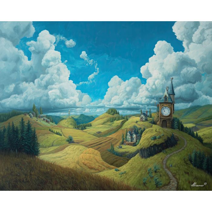 time element,highlands landscape,temporal rhythm,oil painting