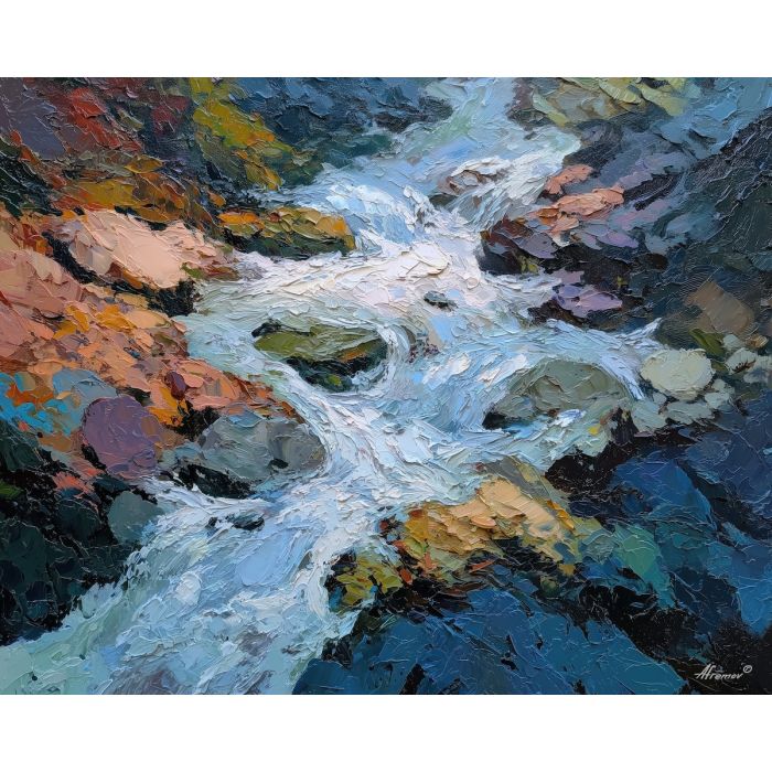 hidden, flowing, scene, african american, palette knife, oil painting, impasto, thick paint, textured surface, expressive art, painterly style, material depth, visual rhythm, contemporary art, hand painted, layered pigment, atmospheric, modern composition