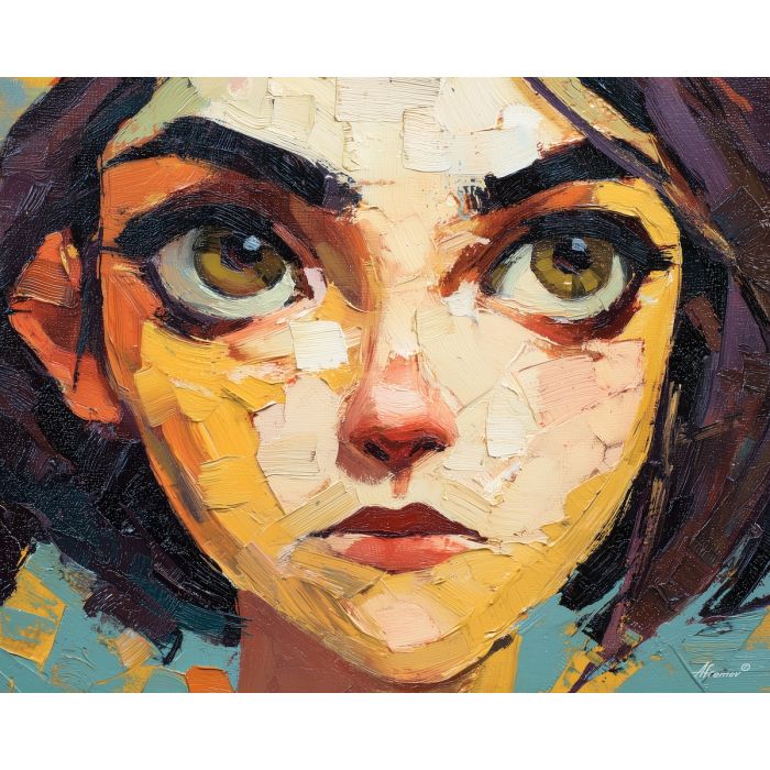 warm, grounded, frame, manga, palette knife, oil painting, impasto, thick paint, textured surface, expressive art, painterly style, material depth, visual rhythm, contemporary art, hand painted, layered pigment, atmospheric, modern composition