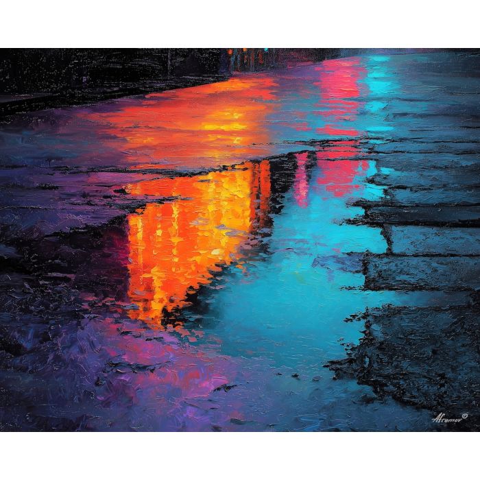 charged, field, neon, palette knife, oil painting, impasto, thick paint, textured surface, expressive art, painterly style, material depth, visual rhythm, contemporary art, hand painted, layered pigment, atmospheric, modern composition