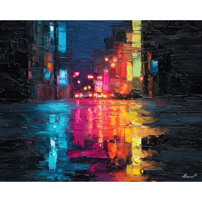 charged, grounded, color, neon, palette knife, oil painting, impasto, thick paint, textured surface, expressive art, painterly style, material depth, visual rhythm, contemporary art, hand painted, layered pigment, atmospheric, modern composition