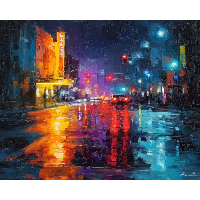 bright, grounded, frame, neon, palette knife, oil painting, impasto, thick paint, textured surface, expressive art, painterly style, material depth, visual rhythm, contemporary art, hand painted, layered pigment, atmospheric, modern composition