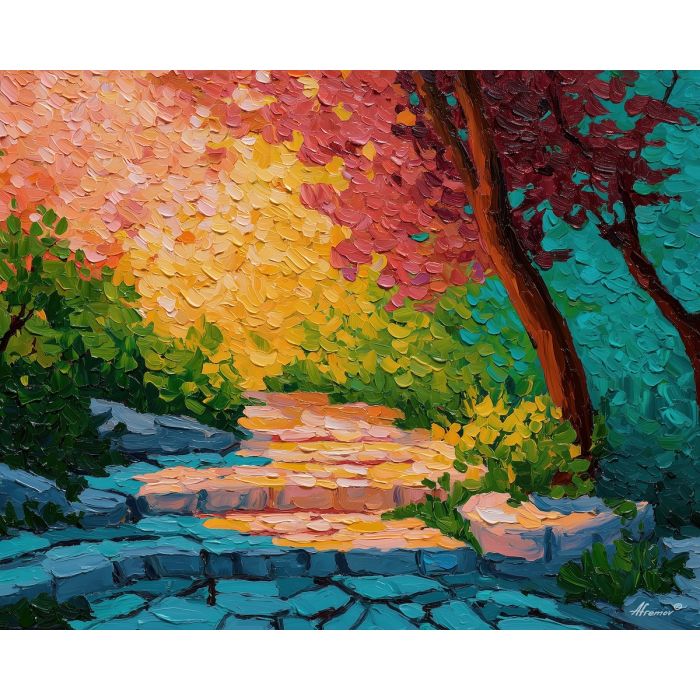 open, gentle, moment, manga, palette knife, oil painting, impasto, thick paint, textured surface, expressive art, painterly style, material depth, visual rhythm, contemporary art, hand painted, layered pigment, atmospheric, modern composition