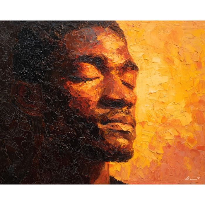 drifting, charged, mood, african american, palette knife, oil painting, impasto, thick paint, textured surface, expressive art, painterly style, material depth, visual rhythm, contemporary art, hand painted, layered pigment, atmospheric, modern composition