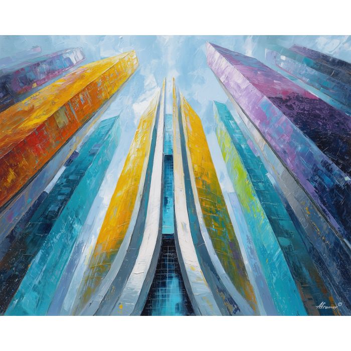 flowing, moment, art deco, palette knife, oil painting, impasto, thick paint, textured surface, expressive art, painterly style, material depth, visual rhythm, contemporary art, hand painted, layered pigment, atmospheric, modern composition