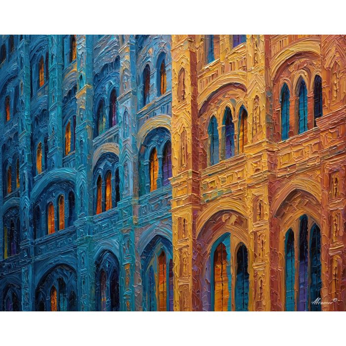 flowing, field, art deco, palette knife, oil painting, impasto, thick paint, textured surface, expressive art, painterly style, material depth, visual rhythm, contemporary art, hand painted, layered pigment, atmospheric, modern composition