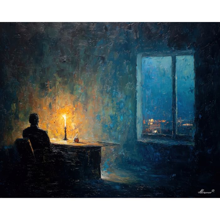 dense, bold, balance, vampire, palette knife, oil painting, impasto, thick paint, textured surface, expressive art, painterly style, material depth, visual rhythm, hand painted, layered pigment, atmospheric, fine art, contemporary painting