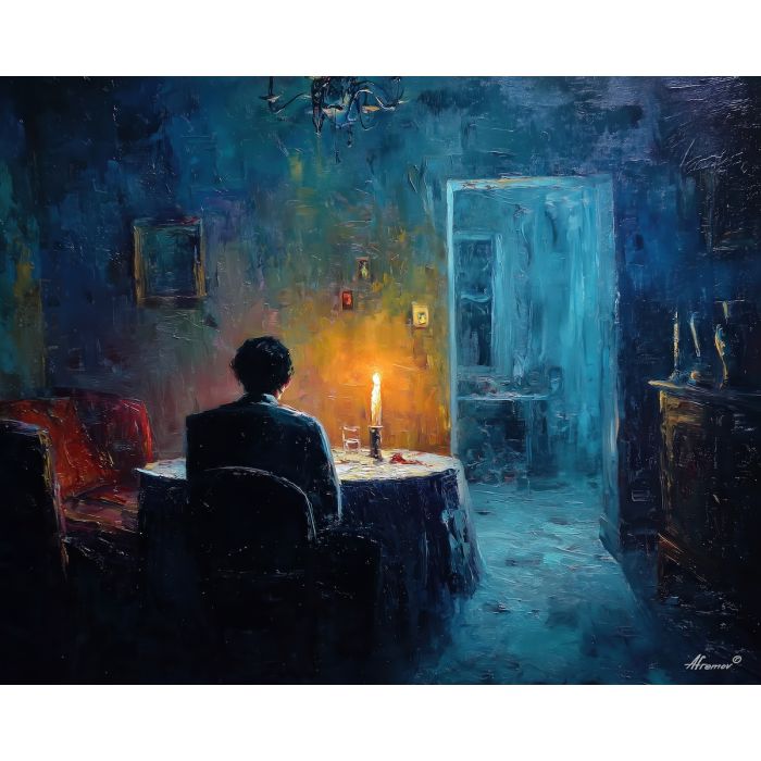 still, depth, vampire, palette knife, oil painting, impasto, thick paint, textured surface, expressive art, painterly style, material depth, visual rhythm, hand painted, layered pigment, atmospheric, fine art, contemporary painting