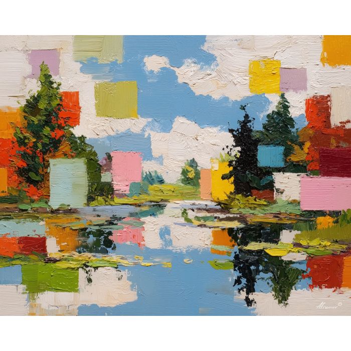 floating, pattern, avant garde, palette knife, oil painting, impasto, thick paint, textured surface, expressive art, painterly style, material depth, visual rhythm, hand painted, layered pigment, atmospheric, fine art, contemporary painting