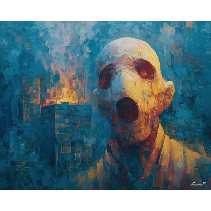 tense, strange, mood, avant garde, palette knife, oil painting, impasto, thick paint, textured surface, expressive art, painterly style, material depth, visual rhythm, hand painted, layered pigment, atmospheric, fine art, contemporary painting