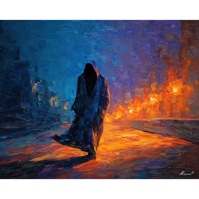 still, vivid, outline, vampire, palette knife, oil painting, impasto, thick paint, textured surface, expressive art, painterly style, material depth, visual rhythm, hand painted, layered pigment, atmospheric, fine art, contemporary painting