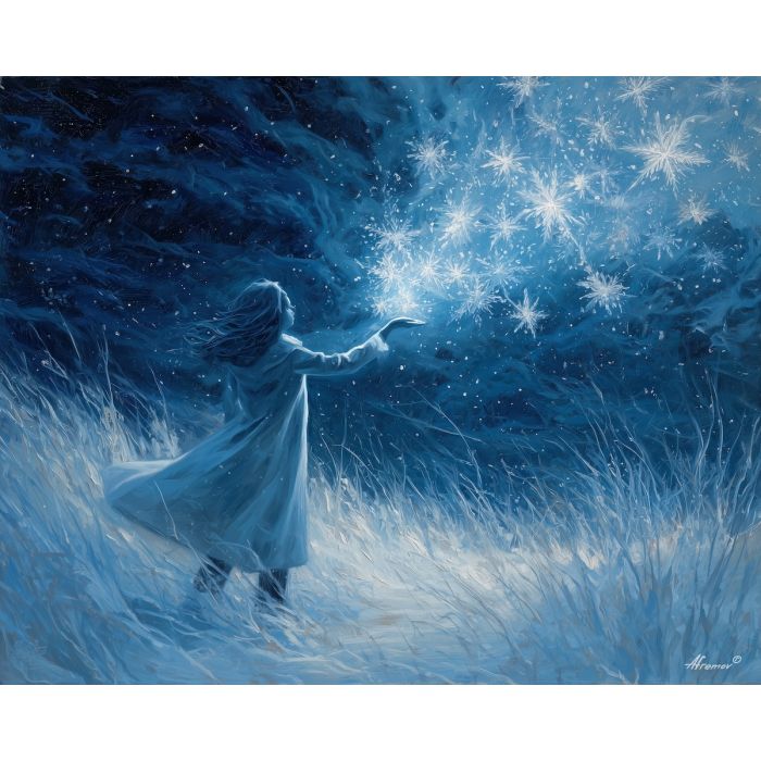 cute ghost,winter snow,soft glow,oil painting