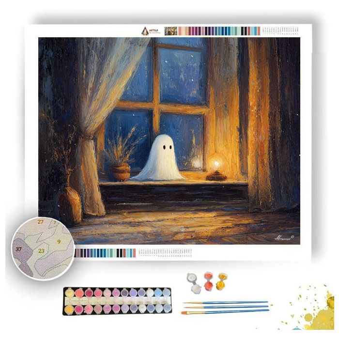 WINDOWSILL NIGHT GHOST - Paint by Numbers Full Kit