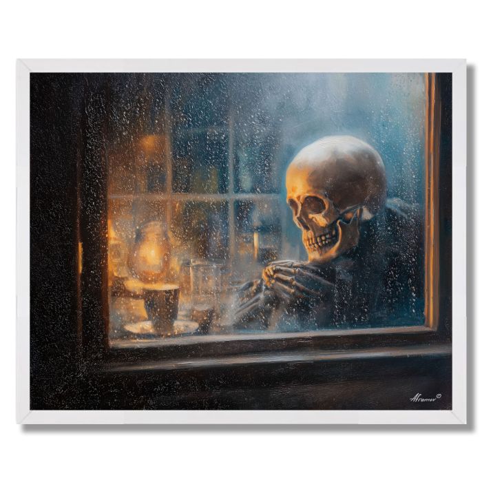 SKELETON WINDOW RAIN - FRAMED