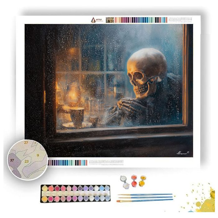 SKELETON WINDOW RAIN - Paint by Numbers Full Kit
