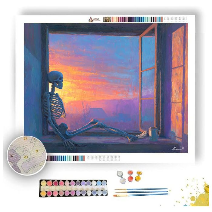 SKELETON WINDOW DAWN - Paint by Numbers Full Kit