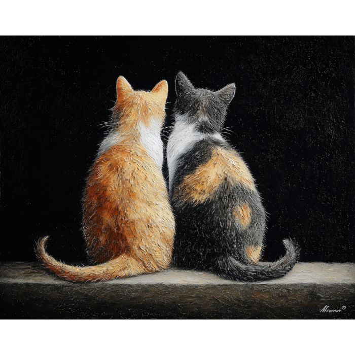 together, pair, saint valentine, love theme, couple, togetherness, romantic scene, palette knife, oil painting, impasto, thick paint, textured surface, emotional art, symbolic, intimacy, pairing, connection