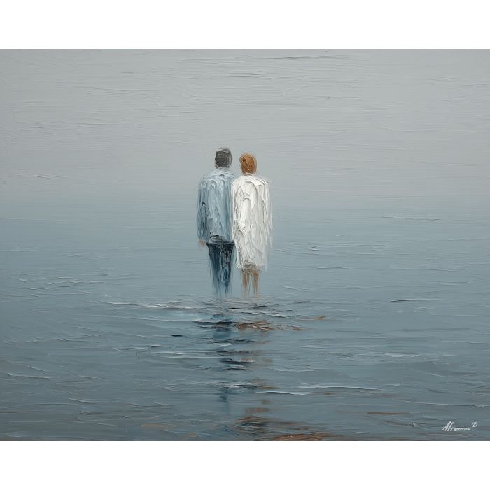 warm, bond, saint valentine, love theme, couple, togetherness, romantic scene, palette knife, oil painting, impasto, thick paint, textured surface, emotional art, symbolic, intimacy, pairing, connection