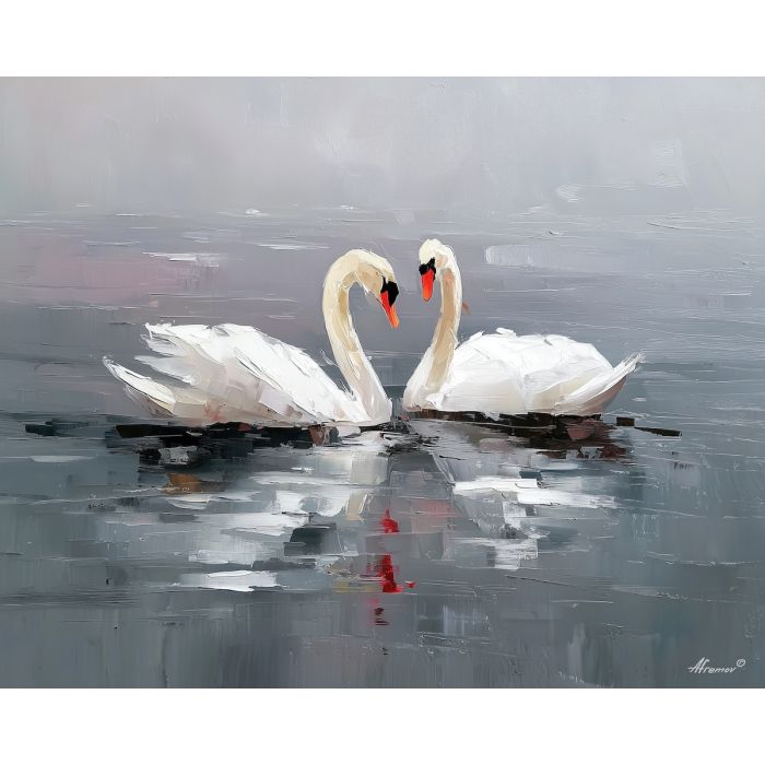 linked, silence, saint valentine, love theme, couple, togetherness, romantic scene, palette knife, oil painting, impasto, thick paint, textured surface, emotional art, symbolic, intimacy, pairing, connection