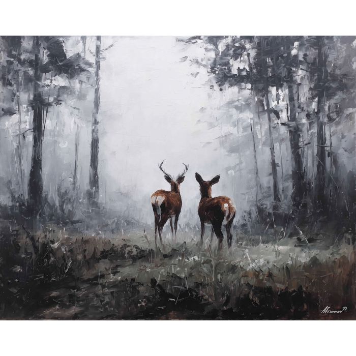 linked, touch, saint valentine, love theme, couple, togetherness, romantic scene, palette knife, oil painting, impasto, thick paint, textured surface, emotional art, symbolic, intimacy, pairing, connection