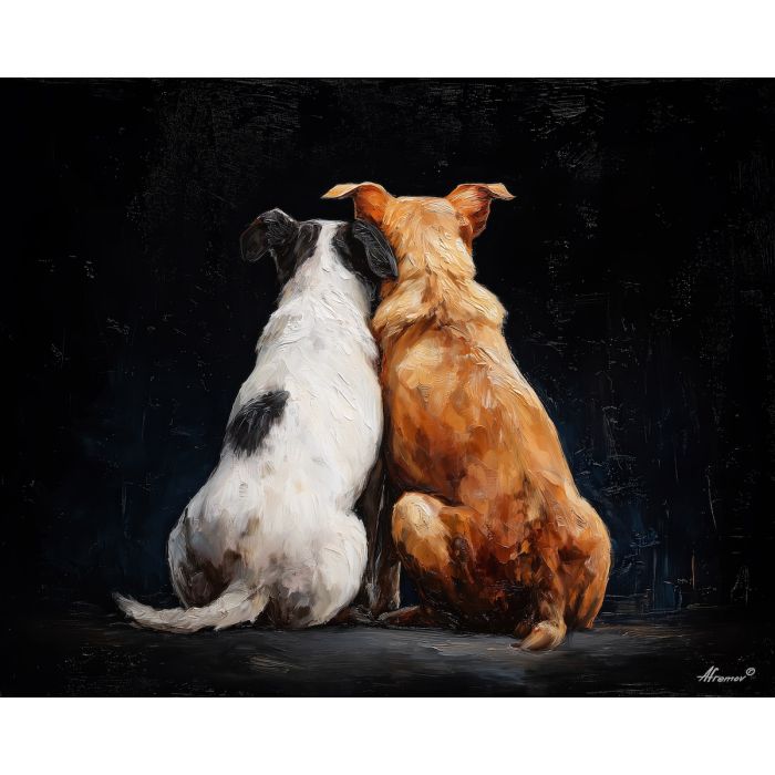 paired, pause, saint valentine, love theme, couple, togetherness, romantic scene, palette knife, oil painting, impasto, thick paint, textured surface, emotional art, symbolic, intimacy, pairing, connection