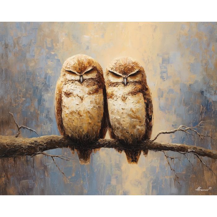 resting, closeness, saint valentine, love theme, couple, togetherness, romantic scene, palette knife, oil painting, impasto, thick paint, textured surface, emotional art, symbolic, intimacy, pairing, connection