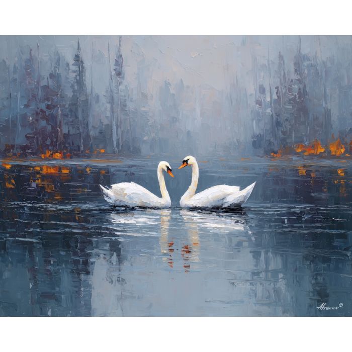 silent, tender, silence, saint valentine, love theme, couple, togetherness, romantic scene, palette knife, oil painting, impasto, thick paint, textured surface, emotional art, symbolic, intimacy, pairing, connection