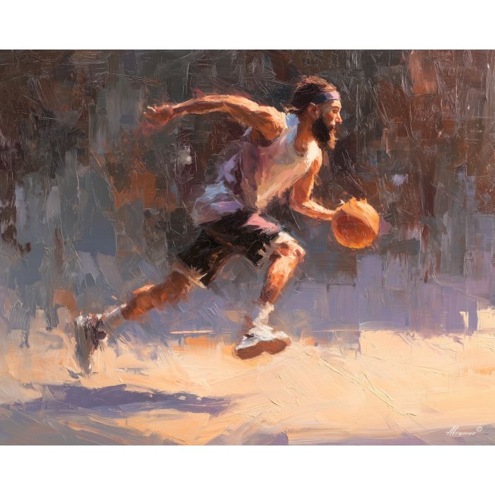 subtle, frame, basketball, palette knife, oil painting, impasto, thick paint, textured surface, expressive art, painterly style, material depth, visual rhythm, hand painted, layered pigment, atmospheric, fine art, contemporary painting