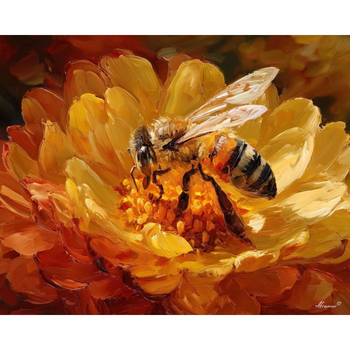 drifting, bold, light, bee, palette knife, oil painting, impasto, thick paint, textured surface, expressive art, painterly style, material depth, visual rhythm, hand painted, layered pigment, atmospheric, fine art, contemporary painting