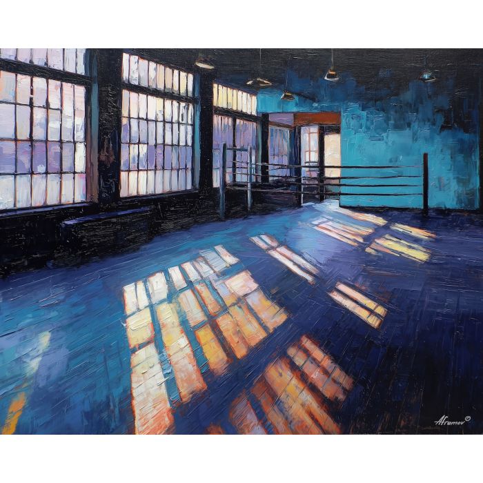 moody, tension, basketball, palette knife, oil painting, impasto, thick paint, textured surface, expressive art, painterly style, material depth, visual rhythm, hand painted, layered pigment, atmospheric, fine art, contemporary painting