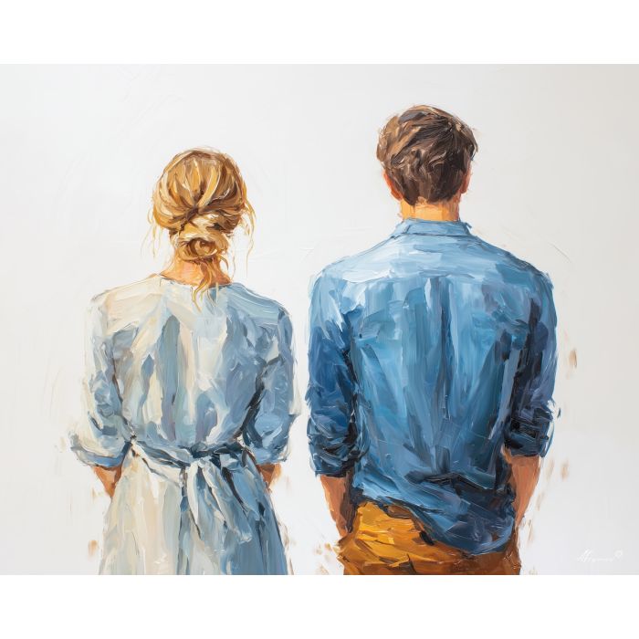 minimal valentine,love theme,faceless couple,abstract figures,palette knife,oil painting,impasto,thick paint,textured surface,minimal art,intimacy,togetherness,clean composition,modern painting,emotional restraint,visual simplicity,contemporary fine art