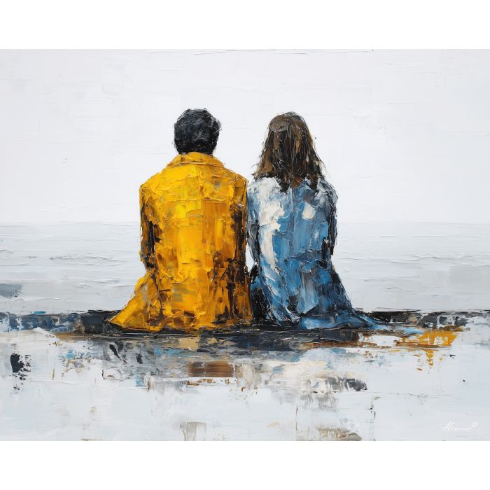 minimal valentine,love theme,faceless couple,abstract figures,palette knife,oil painting,impasto,thick paint,textured surface,minimal art,intimacy,togetherness,clean composition,modern painting,emotional restraint,visual simplicity,contemporary fine art