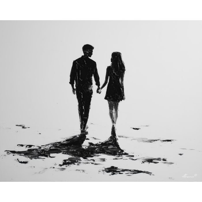 minimal valentine,love theme,faceless couple,abstract figures,palette knife,oil painting,impasto,thick paint,textured surface,minimal art,intimacy,togetherness,clean composition,modern painting,emotional restraint,visual simplicity,contemporary fine art