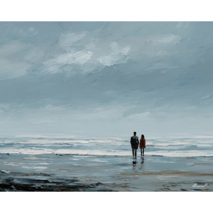 minimal valentine,love theme,faceless couple,abstract figures,palette knife,oil painting,impasto,thick paint,textured surface,minimal art,intimacy,togetherness,clean composition,modern painting,emotional restraint,visual simplicity,contemporary fine art