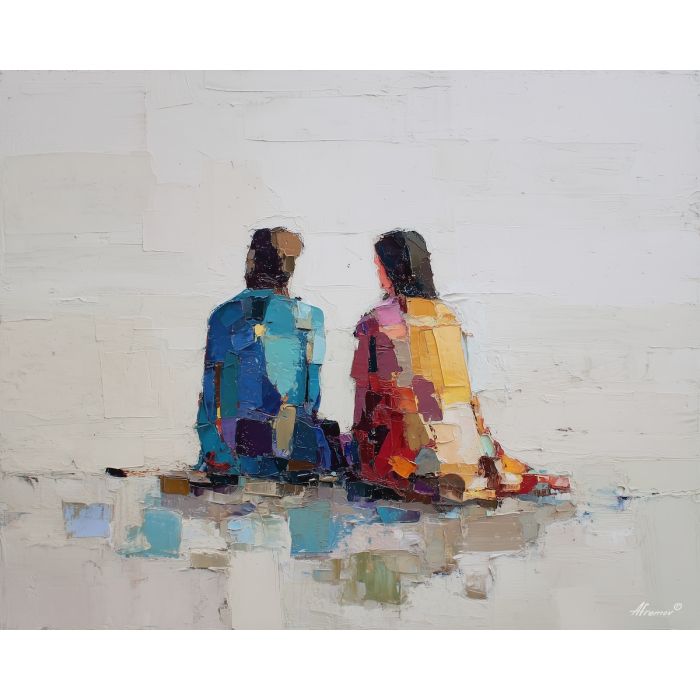 minimal valentine,love theme,faceless couple,abstract figures,palette knife,oil painting,impasto,thick paint,textured surface,minimal art,intimacy,togetherness,clean composition,modern painting,emotional restraint,visual simplicity,contemporary fine art