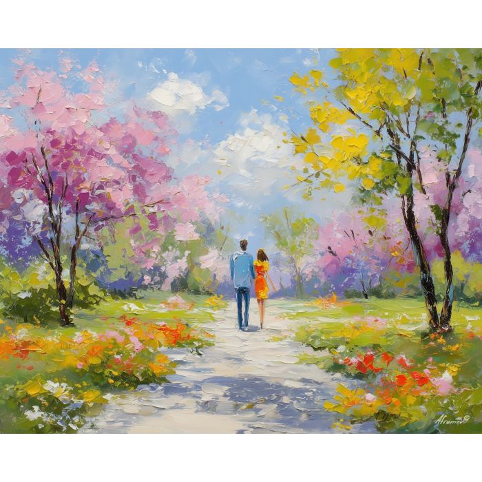 lively, air, easter theme, spring celebration, pastel colors, palette knife, oil painting, impasto, bright art, seasonal, spring park, decorated eggs, festive, colorful scene, textured paint, joyful mood, springtime