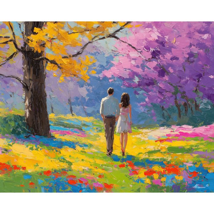 colorful, field, easter theme, spring celebration, pastel colors, palette knife, oil painting, impasto, bright art, seasonal, spring park, decorated eggs, festive, colorful scene, textured paint, joyful mood, springtime