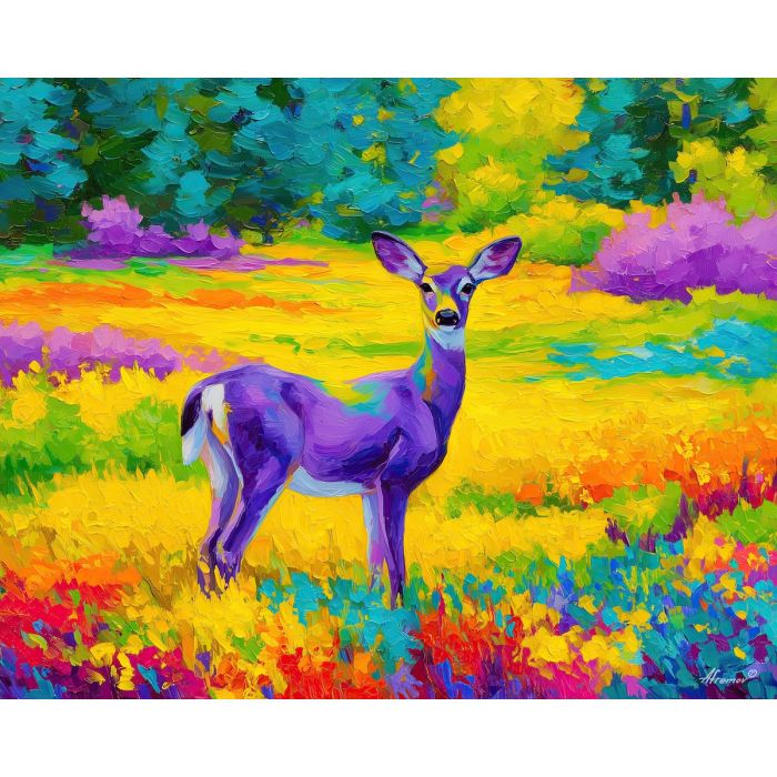 playful, horizon, spring theme, bright colors, green, yellow, violet, red, seasonal art, people, animals, painterly, expressive style, modern painting, textured surface, joyful mood, color harmony