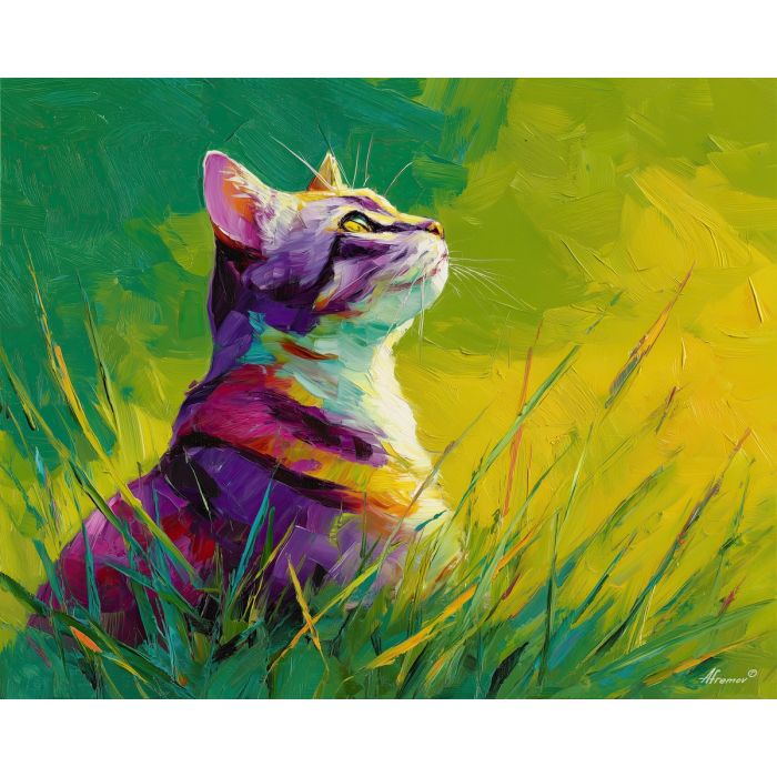 radiant, moment, spring theme, bright colors, green, yellow, violet, red, seasonal art, people, animals, painterly, expressive style, modern painting, textured surface, joyful mood, color harmony