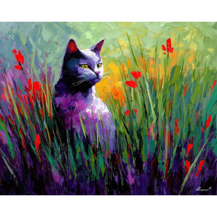 radiant, horizon, spring theme, bright colors, green, yellow, violet, red, seasonal art, people, animals, painterly, expressive style, modern painting, textured surface, joyful mood, color harmony